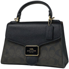 コーチ ペッパー サッチェル 2WAY ショルダーバッグ シグネチャー ハンドバッグ コーティングキャンバス ブラック ブラウン C7226 レディース 【中古】brbag