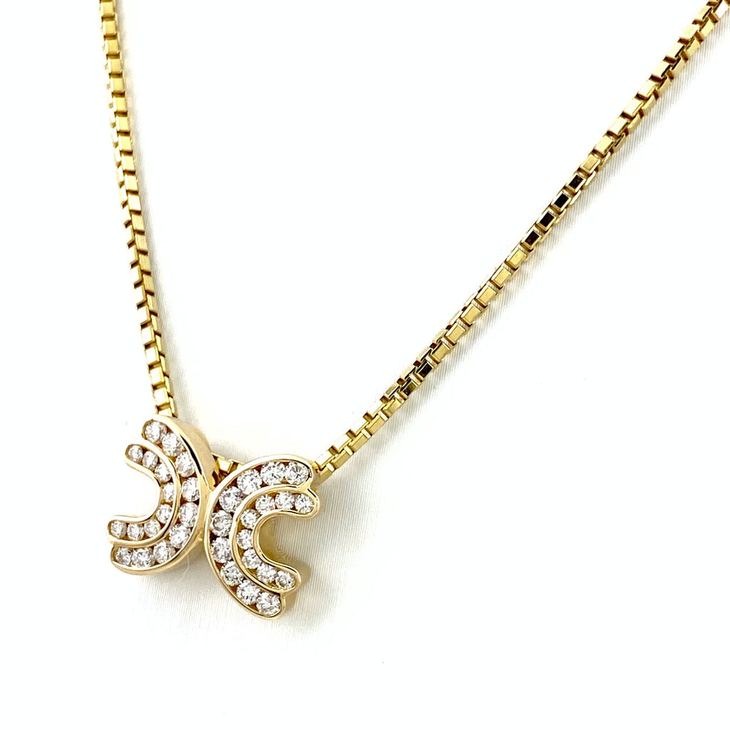 メレダイヤ デザインネックレス YG イエローゴールド ネックレス K18 ダイヤモンド レディース 【中古】nbjwl