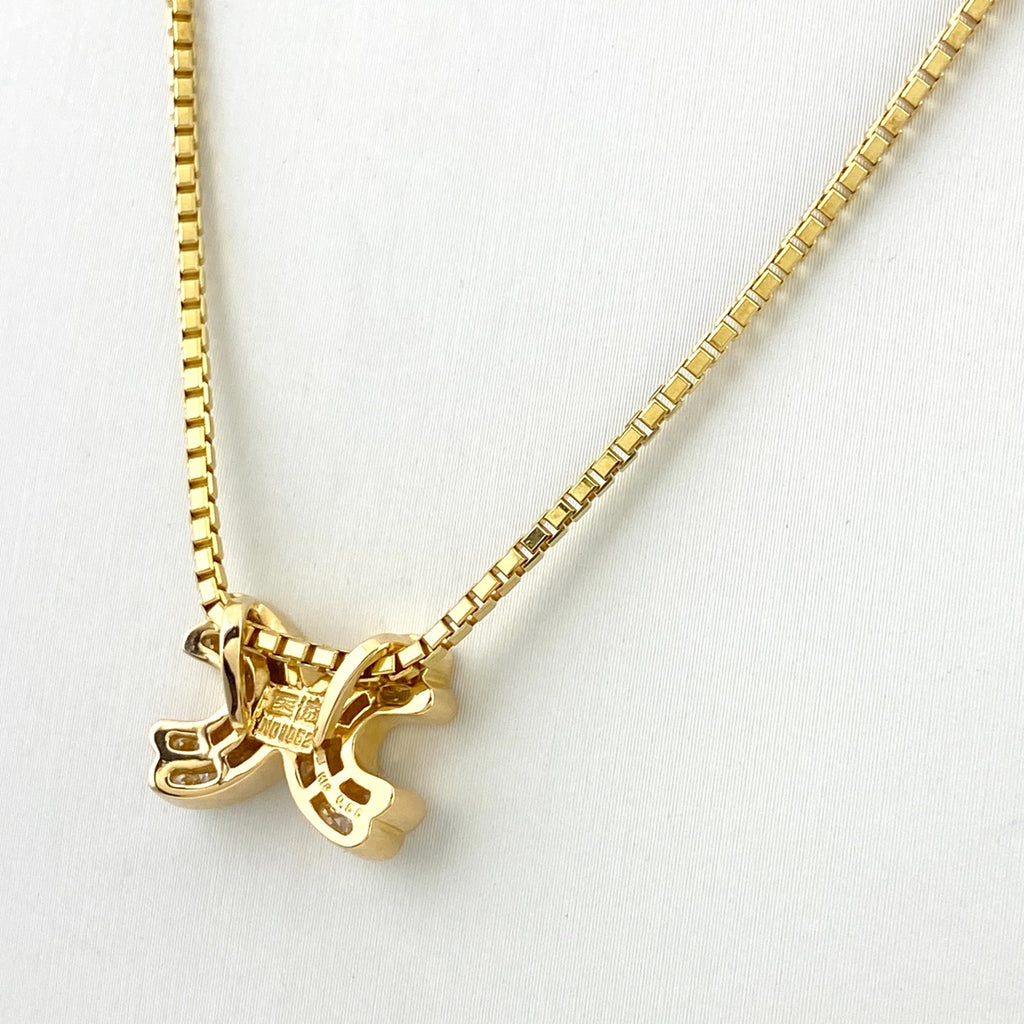メレダイヤ デザインネックレス YG イエローゴールド ネックレス K18 ダイヤモンド レディース 【中古】nbjwl