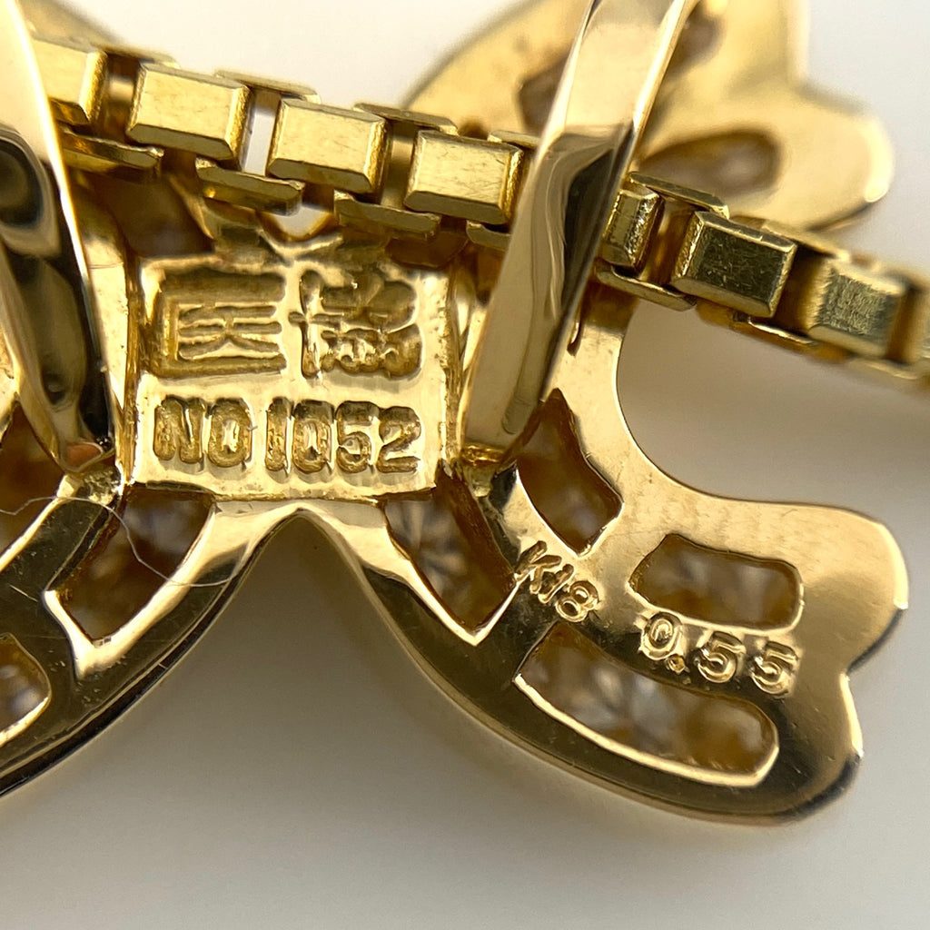 メレダイヤ デザインネックレス YG イエローゴールド ネックレス K18 ダイヤモンド レディース 【中古】nbjwl