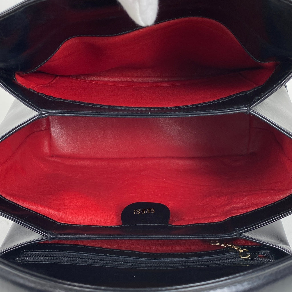 グッチ ロゴ ハンドバッグ オールドグッチ 00014481269 ハンドバッグ レザー ブラック レディース 【中古】brbag