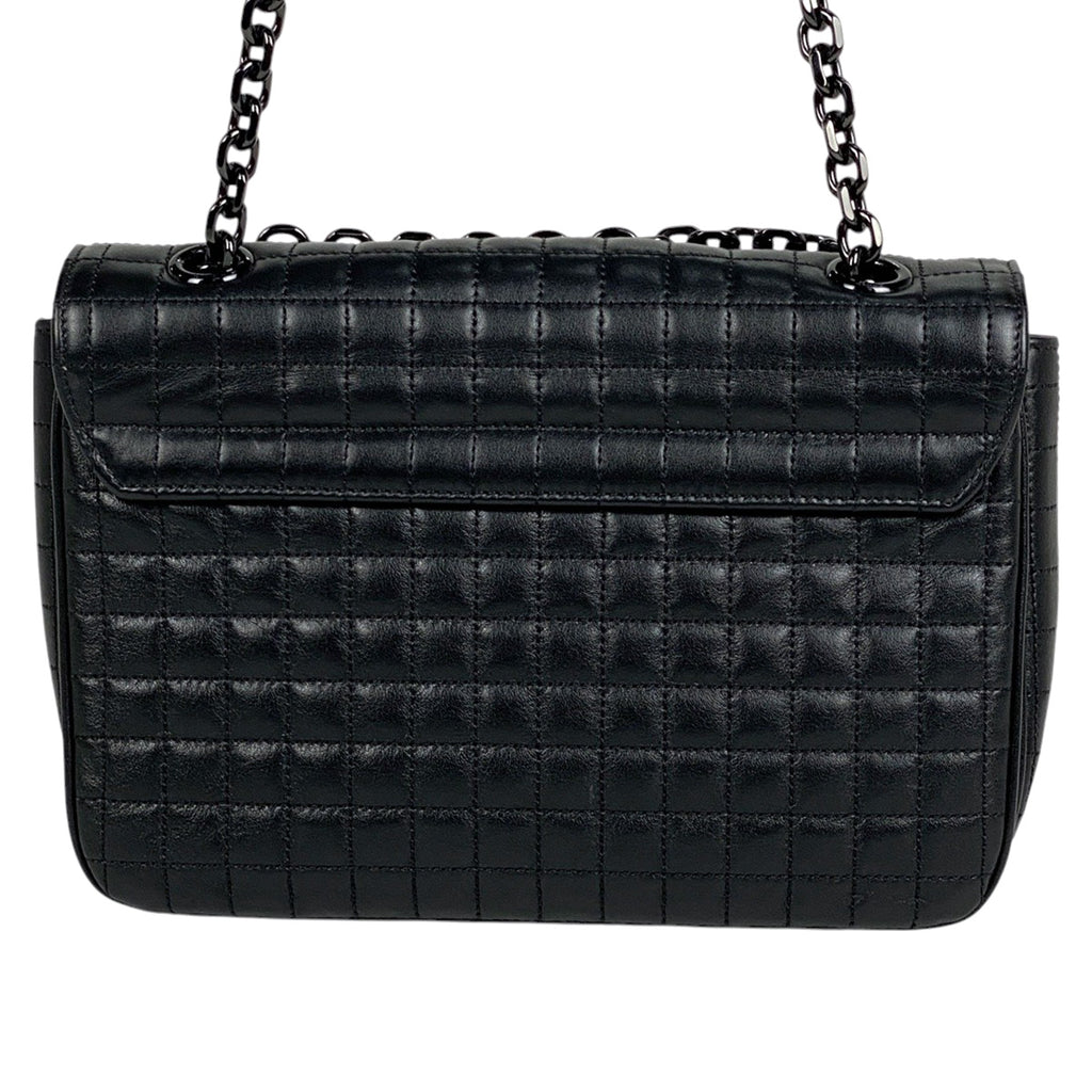 セリーヌ ロゴ チェーン ショルダーバッグ Cロゴ ショルダーバッグ レザー ブラック レディース 【中古】brbag