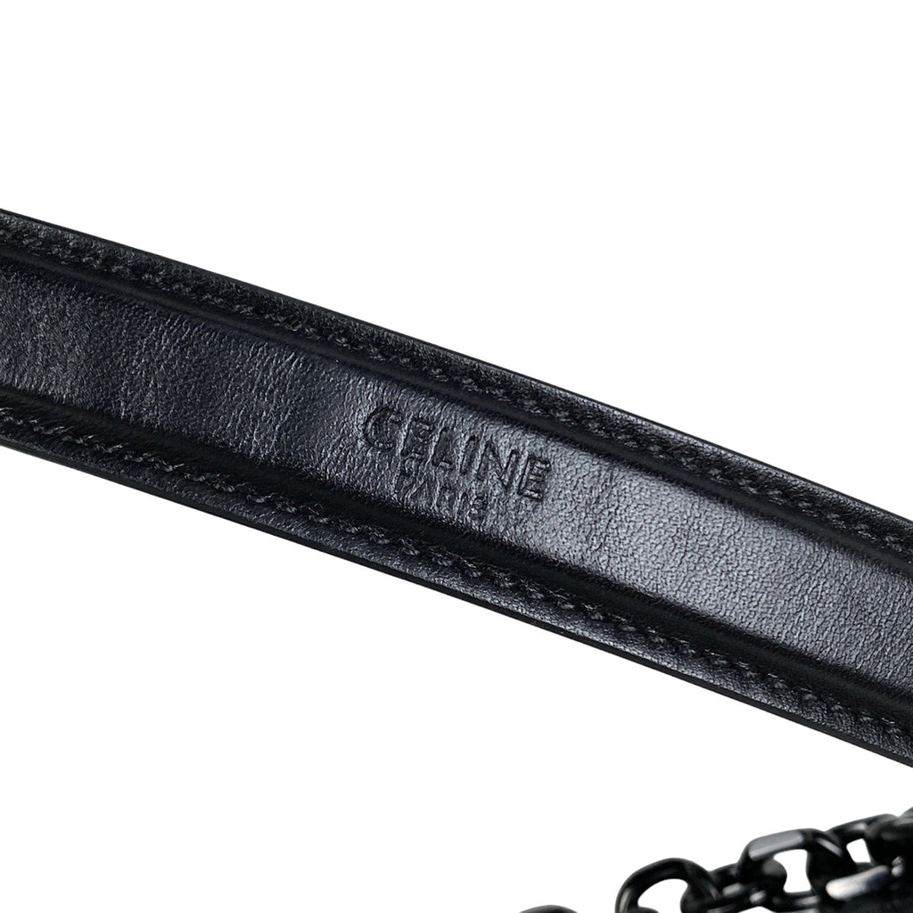 セリーヌ ロゴ チェーン ショルダーバッグ Cロゴ ショルダーバッグ レザー ブラック レディース 【中古】brbag