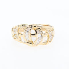 メレダイヤ デザインリング YG イエローゴールド 指輪 リング 10.5号 K18 750 ダイヤモンド レディース 【中古】nbjwl