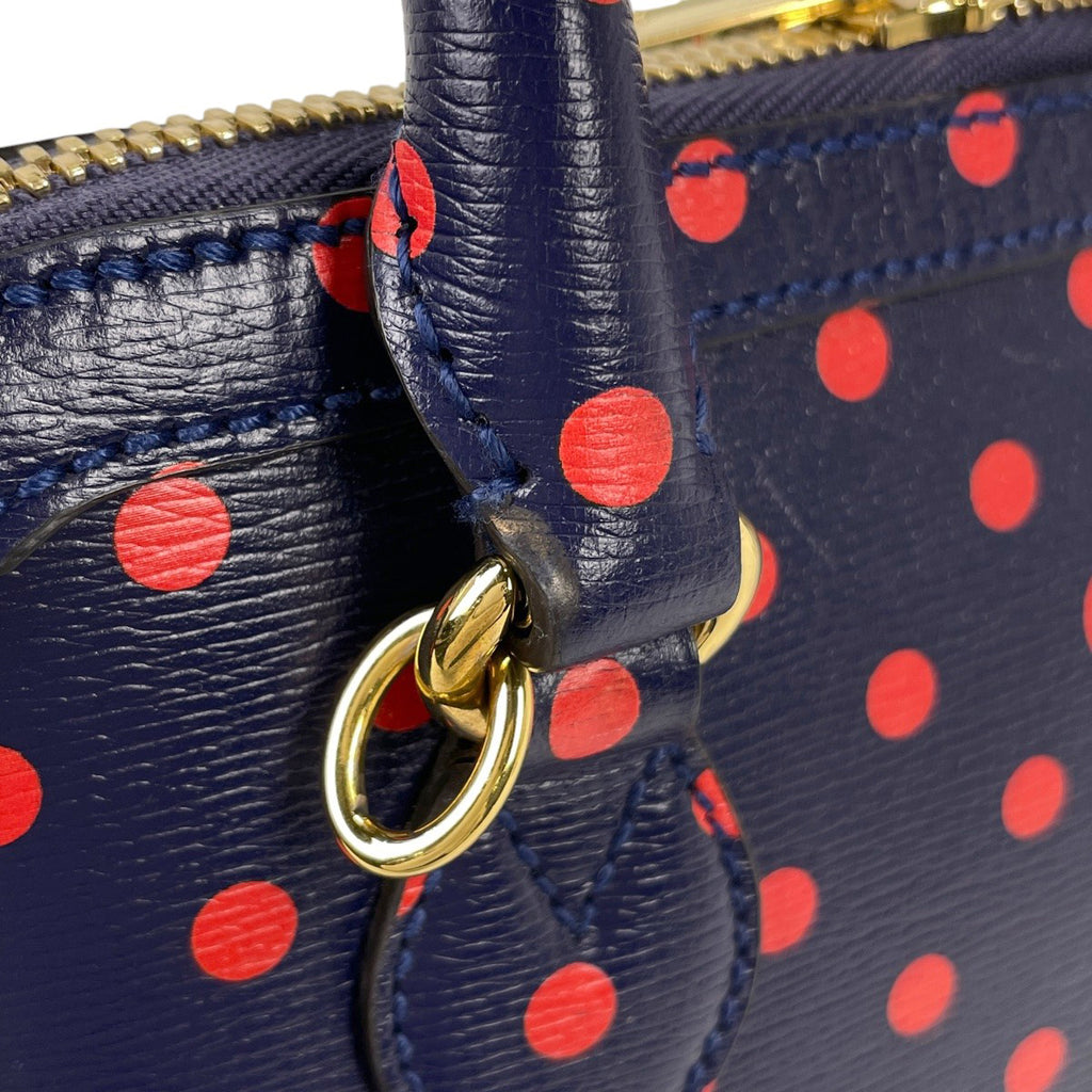 グッチ ホースビット 1955 スモール トップハンドルバッグ ポルカドット 2WAY ショルダーバッグ ハンドバッグ レザー ネイビー レッド 621220 レディース 【中古】brbag