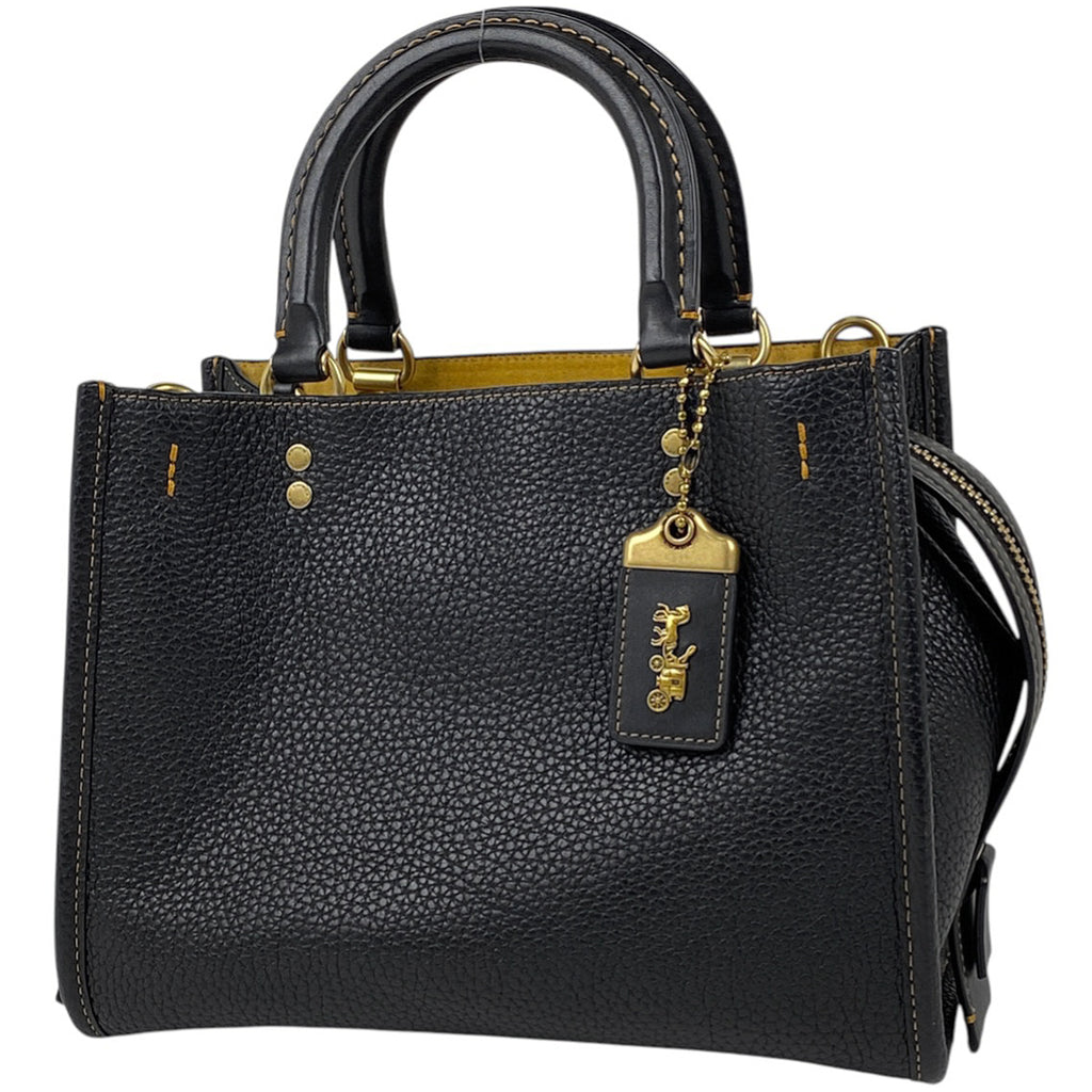コーチ ローグ 25 2WAY ショルダーバッグ ハンドバッグ レザー ブラック CD936 レディース 【中古】brbag