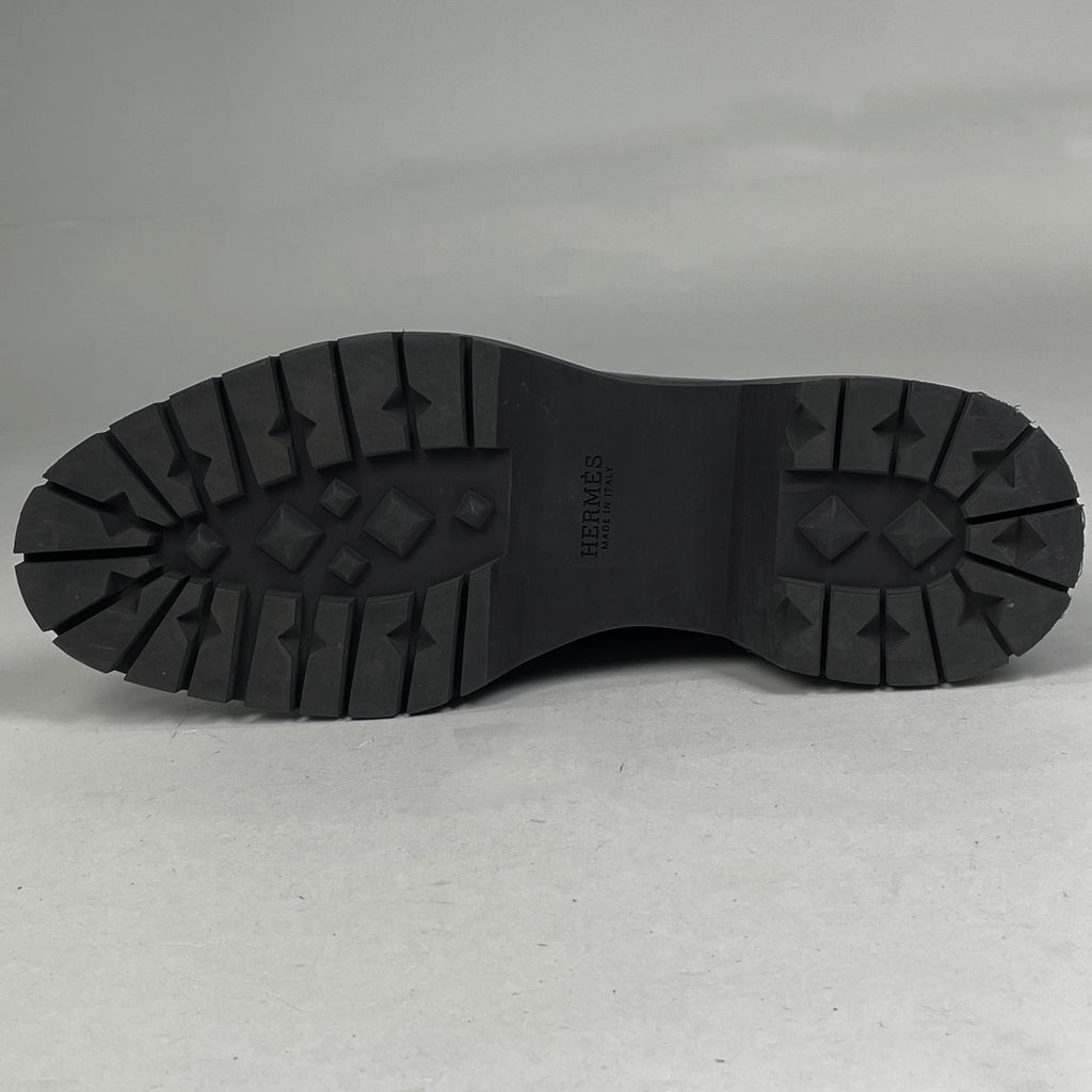 エルメス レースアップ ローファー 厚底 ビジネス 靴 ローファー レザー ネイビー メンズ 【中古】brapp