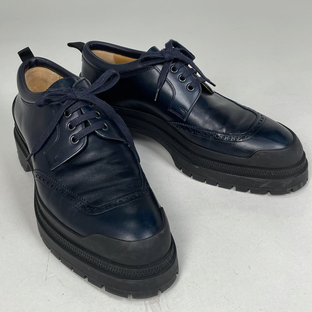 エルメス レースアップ ローファー 厚底 ビジネス 靴 ローファー レザー ネイビー メンズ 【中古】brapp