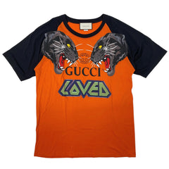 グッチ タイガーヘッド 半袖Tシャツ ロゴ インターロッキングG トップス コットン オレンジ メンズ 【中古】brapp
