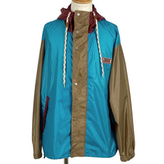 グッチ ロゴ ナイロンジャンパー マウンテンパーカー アウター ナイロンジャケット ナイロン ブルー マルチカラー メンズ 【中古】brapp