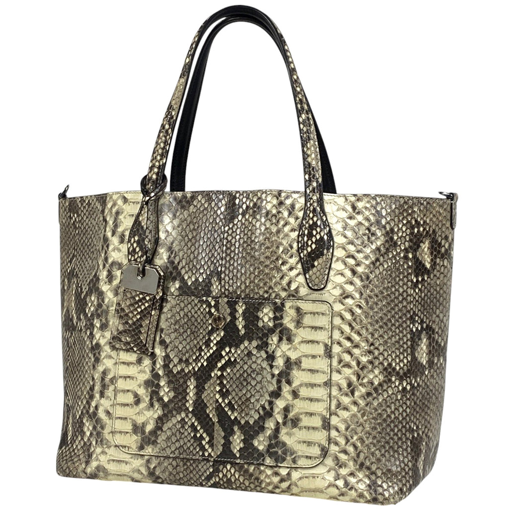 トッズ ロゴ トートバッグ 2WAY ショルダーバッグ トートバッグ パイソン ホワイト レディース 【中古】brbag