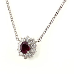 ルビー デザインネックレス プラチナ ペンダント メレダイヤ ネックレス Pt850 ルビー ダイヤモンド レディース 【中古】nbjwl