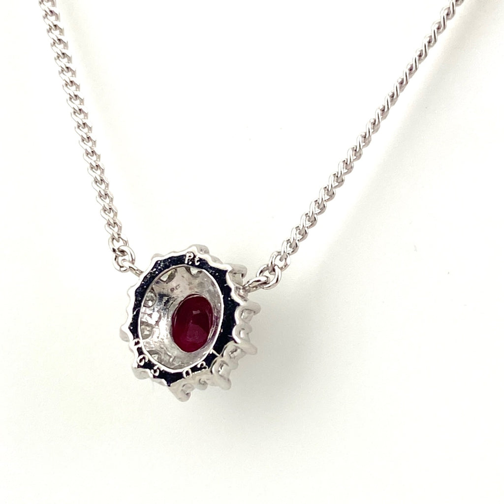ルビー デザインネックレス プラチナ ペンダント メレダイヤ ネックレス Pt850 ルビー ダイヤモンド レディース 【中古】nbjwl