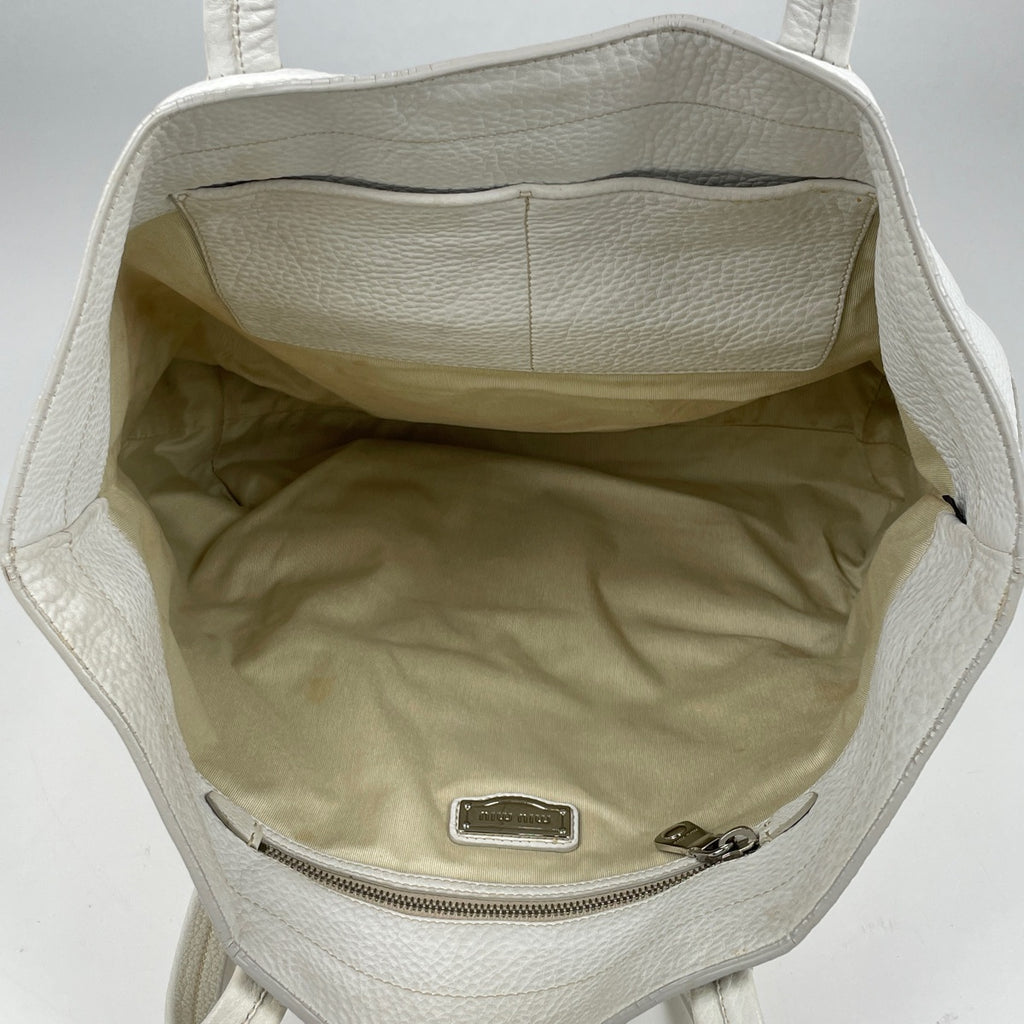 ミュウ ミュウ ロゴ トートバッグ ショルダーバッグ トートバッグ レザー ホワイト RR1820 レディース 【中古】brbag