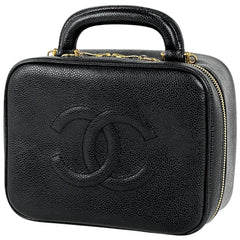 シャネル ココマーク バニティバッグ 2WAY ショルダーバッグ メイク 小物入れ 化粧ポーチ キャビアスキン ブラック レディース 【中古】brbag