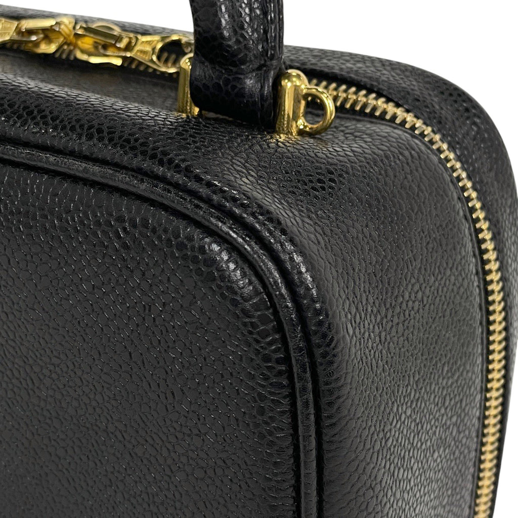 シャネル ココマーク バニティバッグ 2WAY ショルダーバッグ メイク 小物入れ 化粧ポーチ キャビアスキン ブラック レディース 【中古】brbag