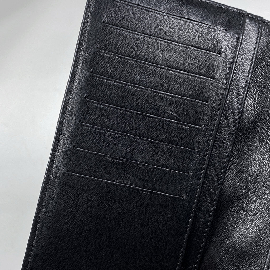 シャネル アイコンライン 二つ折り長財布 ココマーク 長財布 レザー ブラック レディース 【中古】brbag