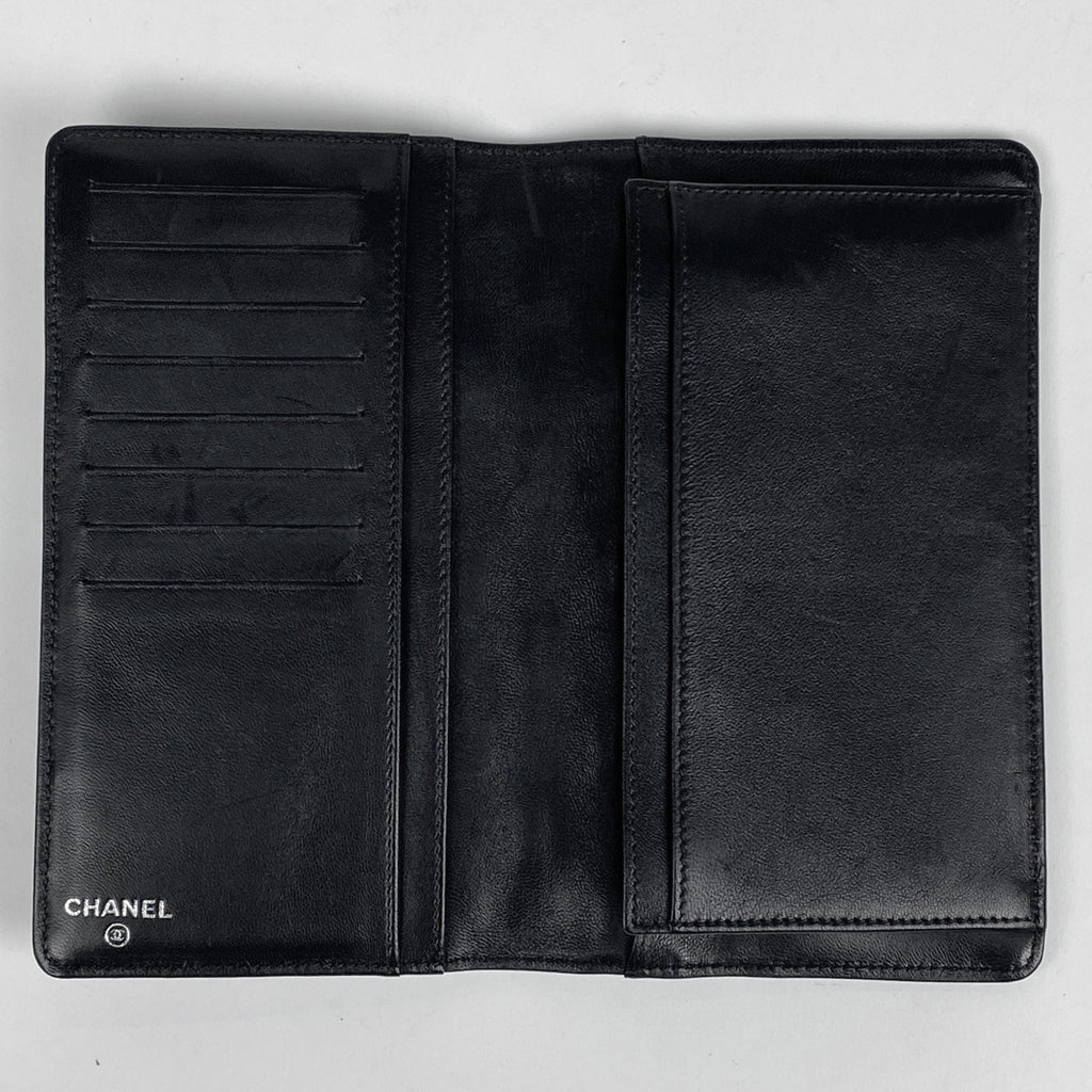 シャネル アイコンライン 二つ折り長財布 ココマーク 長財布 レザー ブラック レディース 【中古】brbag