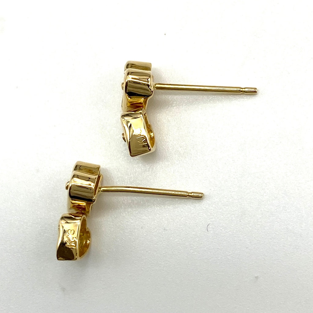 ハートモチーフ デザインピアス YG イエローゴールド エメラルド メレダイヤ スイング ピアス K18 エメラルド ダイヤモンド レディース 【中古】nbjwl