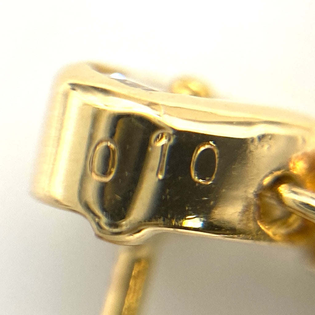 ハートモチーフ デザインピアス YG イエローゴールド エメラルド メレダイヤ スイング ピアス K18 エメラルド ダイヤモンド レディース 【中古】nbjwl