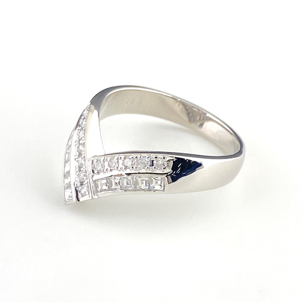 メレダイヤ デザインリング プラチナ 指輪 リング 11.5号 Pt900 ダイヤモンド レディース 【中古】nbjwl