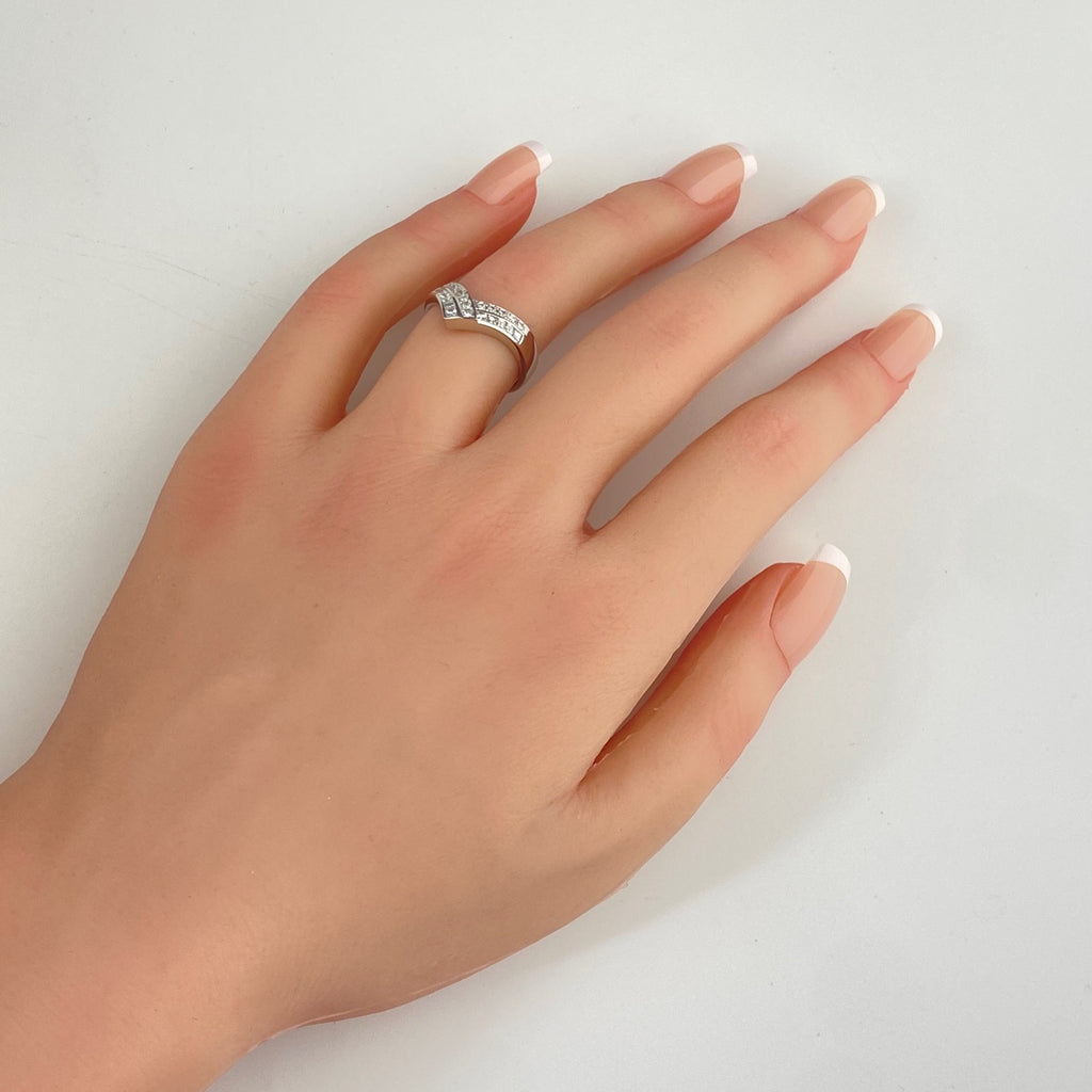 メレダイヤ デザインリング プラチナ 指輪 リング 11.5号 Pt900 ダイヤモンド レディース 【中古】nbjwl