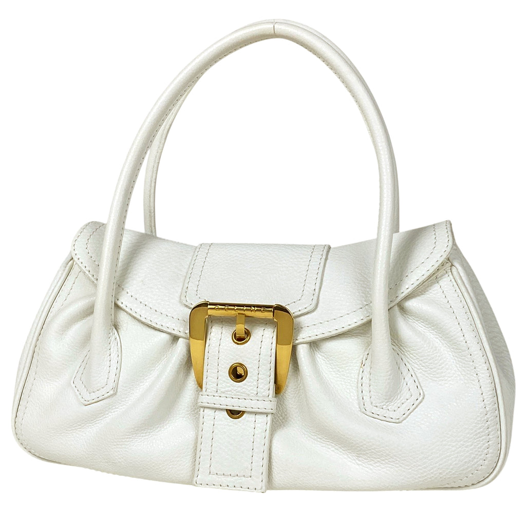 セリーヌ ロゴ ハンドバッグ 肩掛け ハンドバッグ レザー ホワイト レディース 【中古】brbag