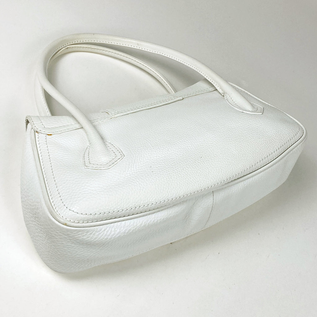 セリーヌ ロゴ ハンドバッグ 肩掛け ハンドバッグ レザー ホワイト レディース 【中古】brbag