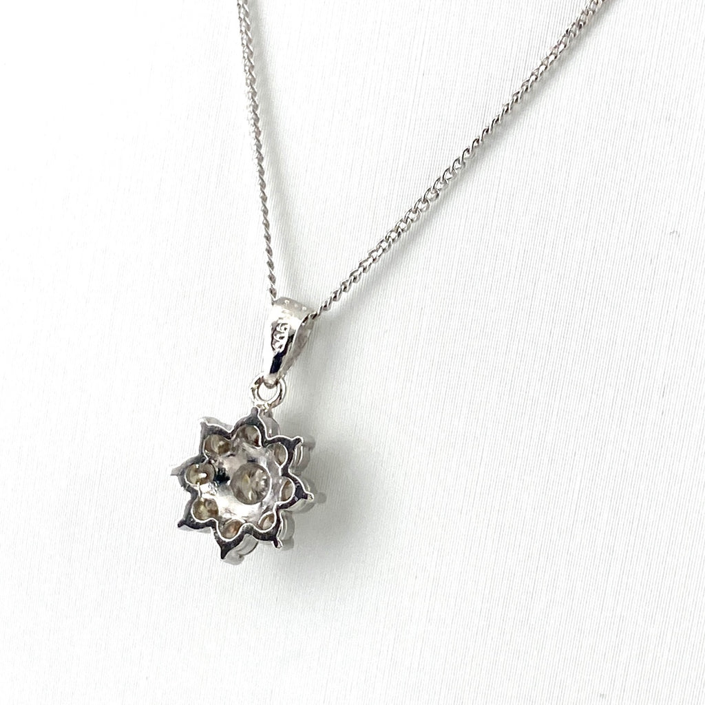 フラワーモチーフ デザインネックレス プラチナ ペンダント メレダイヤ 花 ネックレス Pt900 Pt850 ダイヤモンド レディース 【中古】nbjwl