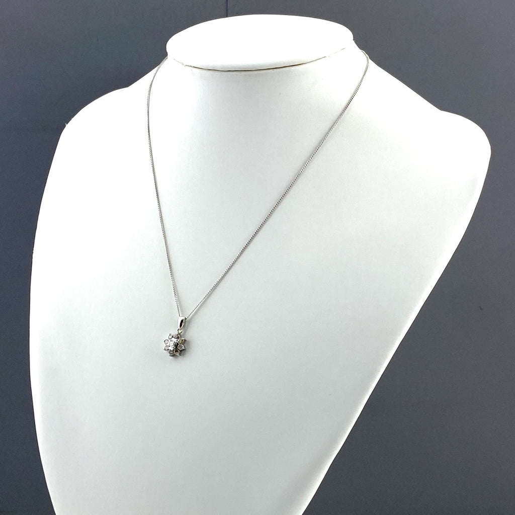 フラワーモチーフ デザインネックレス プラチナ ペンダント メレダイヤ 花 ネックレス Pt900 Pt850 ダイヤモンド レディース 【中古】nbjwl