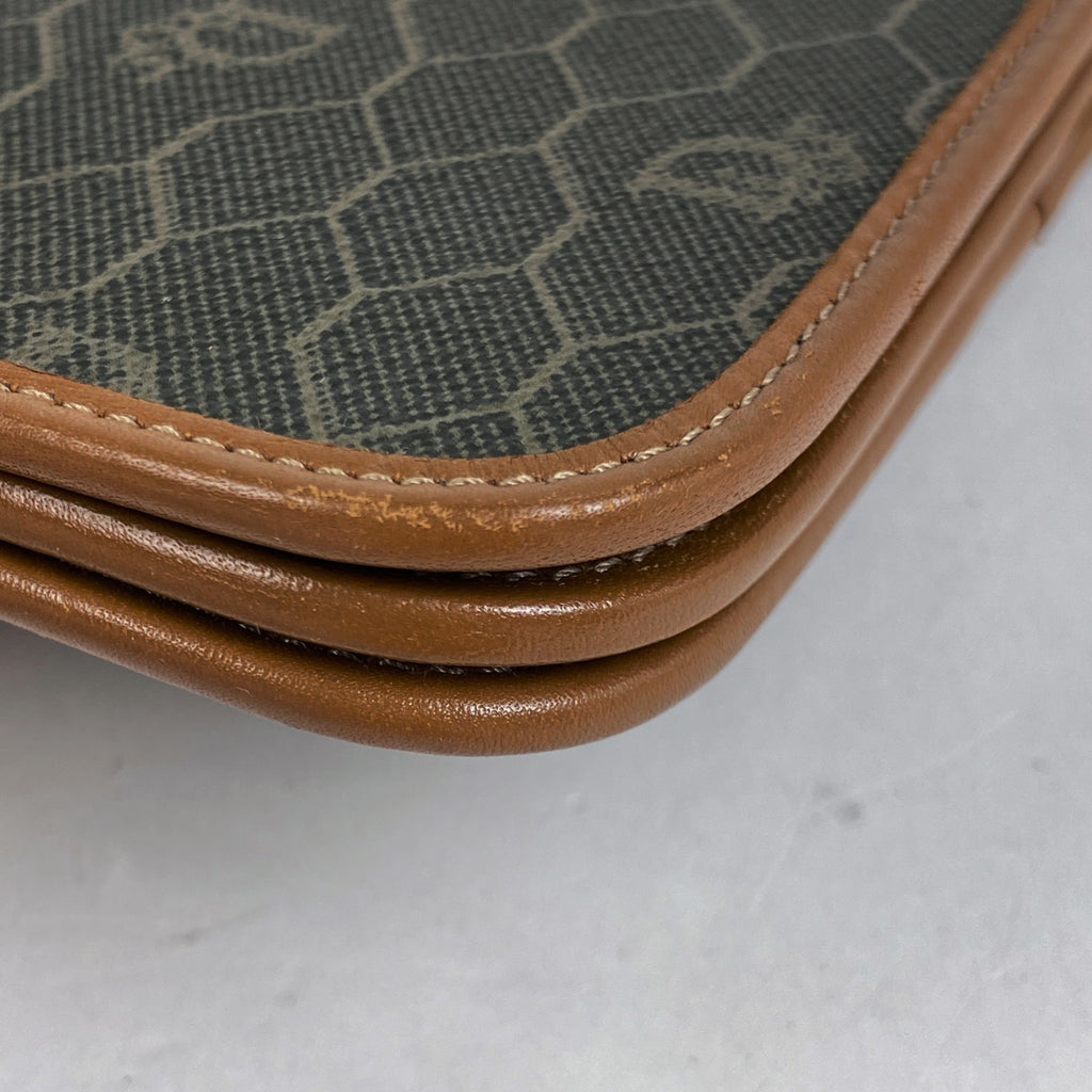 クリスチャンディオール ハニカム柄 ショルダーバッグ ロゴ 2WAY クラッチ ショルダーバッグ コーティングキャンバス グリーン ブラウン レディース 【中古】brbag