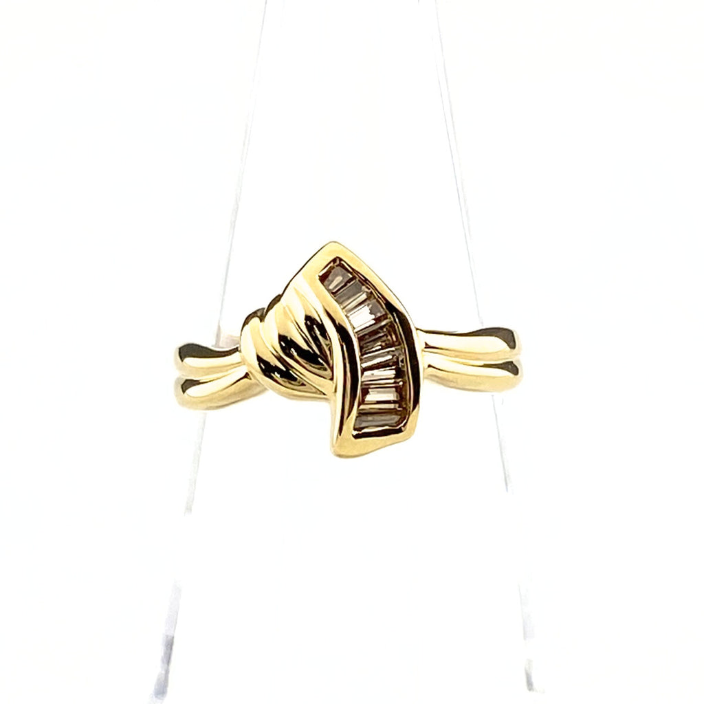 メレダイヤ デザインリング YG イエローゴールド 指輪 リング 11号 K18 ダイヤモンド レディース 【中古】nbjwl