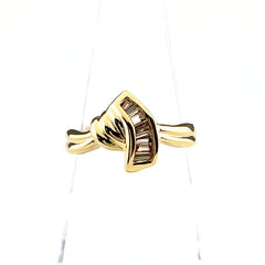 メレダイヤ デザインリング YG イエローゴールド 指輪 リング 11号 K18 ダイヤモンド レディース 【中古】nbjwl