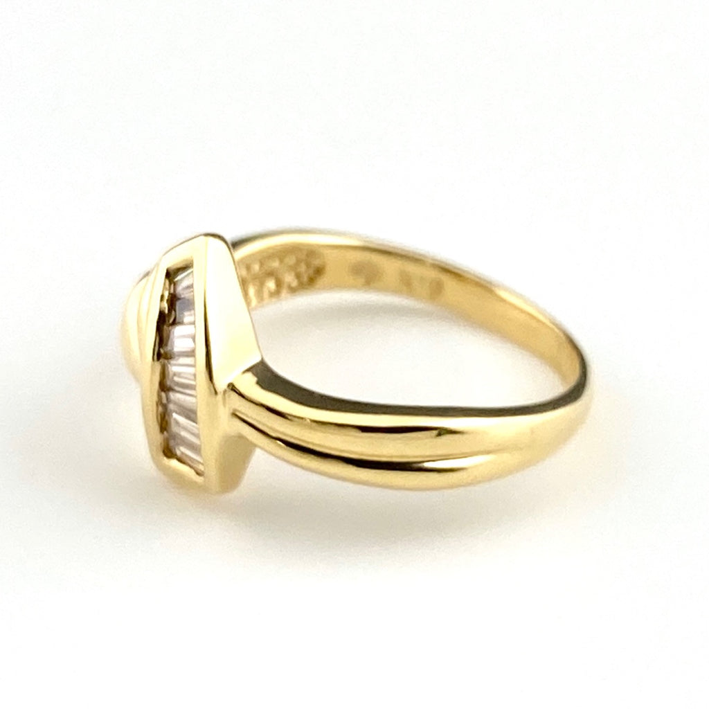 メレダイヤ デザインリング YG イエローゴールド 指輪 リング 11号 K18 ダイヤモンド レディース 【中古】nbjwl