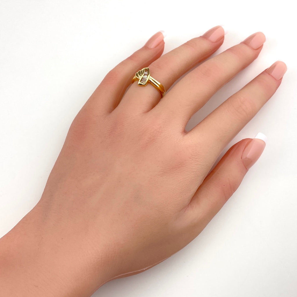 メレダイヤ デザインリング YG イエローゴールド 指輪 リング 11号 K18 ダイヤモンド レディース 【中古】nbjwl