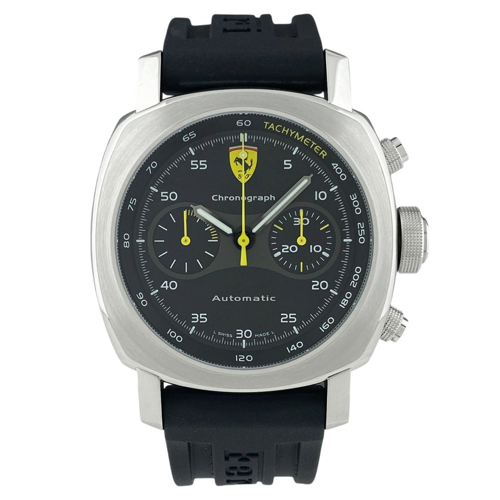 【OH済】オフィチーネパネライ フェラーリ スクーデリア FER00008 腕時計 SS ラバー 自動巻き ブラック メンズ 【中古】wtcbb