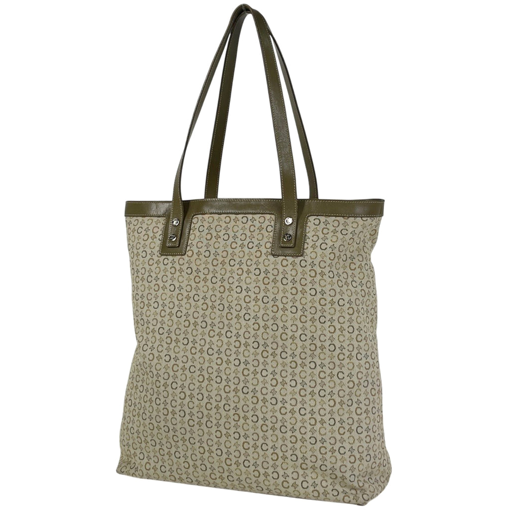 セリーヌ Cマカダム柄 トートバッグ ハンドバッグ カーキ トートバッグ キャンバス グリーンベージュ レディース 【中古】brbag