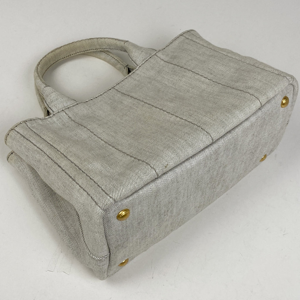 プラダ カナパ トート 2WAY ショルダーバッグ トートバッグ デニム ホワイト レディース 【中古】brbag