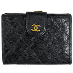 シャネル ココマーク 二つ折り財布 がま口 ビコローレ 二つ折り財布 キャビアスキン ブラック レディース 【中古】brbag