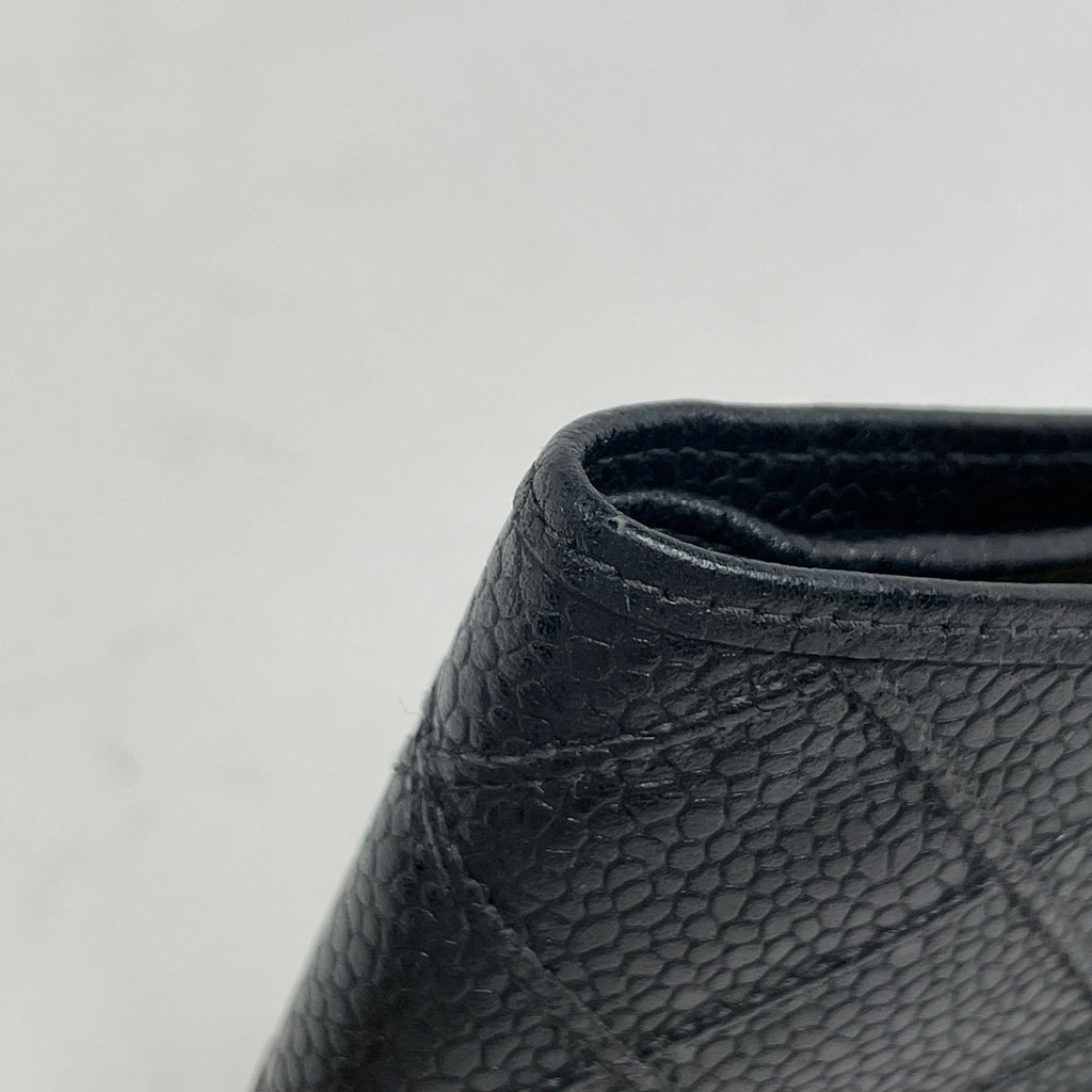 シャネル ココマーク 二つ折り財布 がま口 ビコローレ 二つ折り財布 キャビアスキン ブラック レディース 【中古】brbag