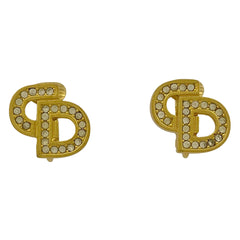 クリスチャンディオール ロゴ ラインストーン イヤリング CD イヤリング GP ゴールド レディース 【中古】bracc