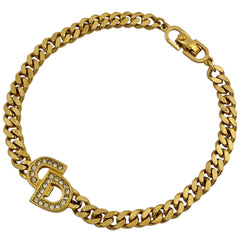 クリスチャンディオール ロゴ ラインストーン ブレスレット CD ブレスレット GP ラインストーン ゴールド レディース 【中古】bracc