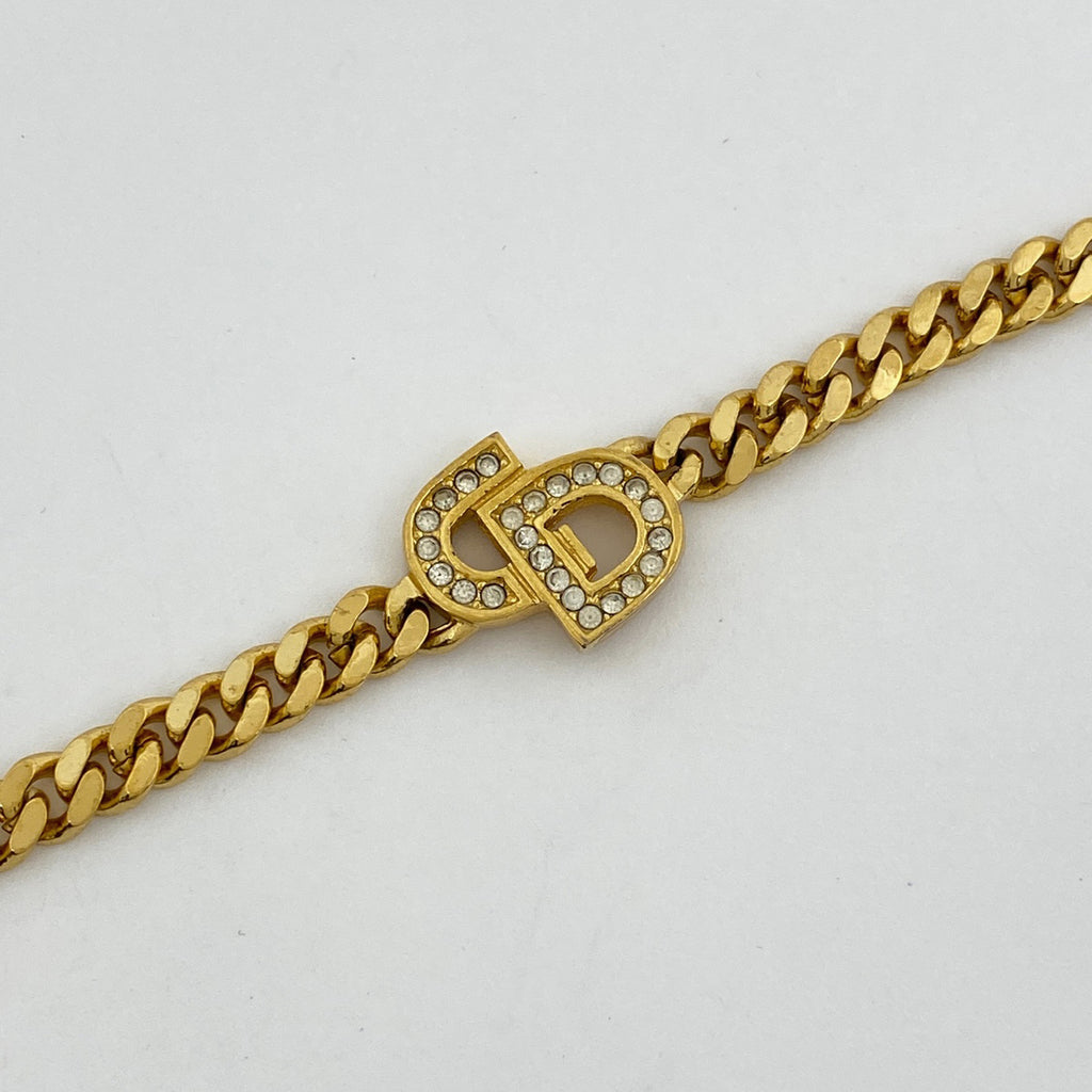 クリスチャンディオール ロゴ ラインストーン ブレスレット CD ブレスレット GP ラインストーン ゴールド レディース 【中古】bracc