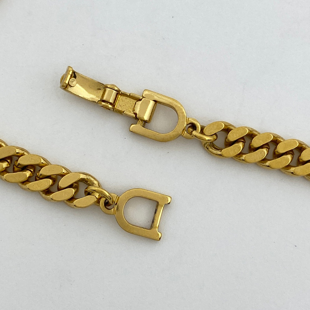 クリスチャンディオール ロゴ ラインストーン ブレスレット CD ブレスレット GP ラインストーン ゴールド レディース 【中古】bracc