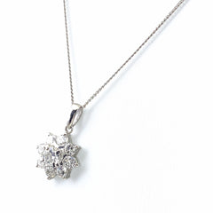 フラワーモチーフ デザインネックレス プラチナ ペンダント メレダイヤ 花 ネックレス Pt900 Pt850 ダイヤモンド レディース 【中古】nbjwl
