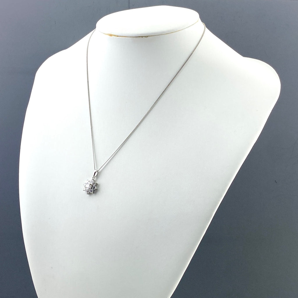 フラワーモチーフ デザインネックレス プラチナ ペンダント メレダイヤ 花 ネックレス Pt900 Pt850 ダイヤモンド レディース 【中古】nbjwl