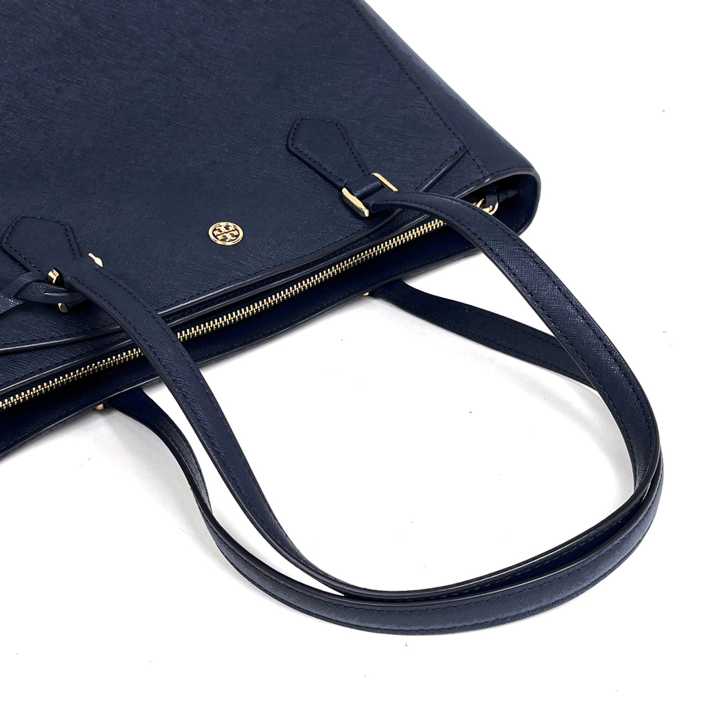 トリーバーチ ロゴ トートバッグ ショルダーバッグ トートバッグ コーティングキャンバス ネイビー レディース 【中古】brbag