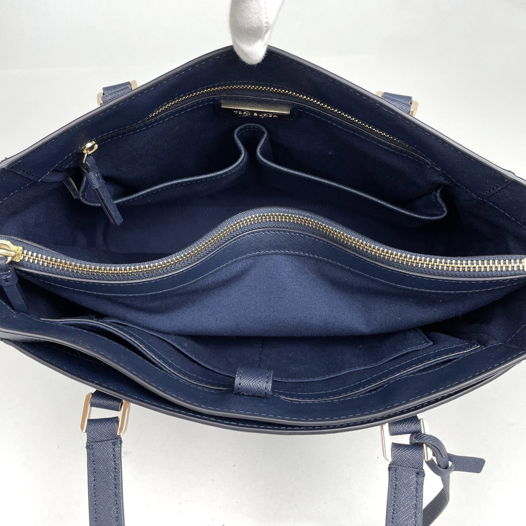 トリーバーチ ロゴ トートバッグ ショルダーバッグ トートバッグ コーティングキャンバス ネイビー レディース 【中古】brbag