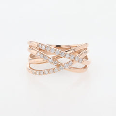 メレダイヤ デザインリング PG ピンクゴールド 指輪 リング 12号 K14 ダイヤモンド レディース 【中古】nbjwl