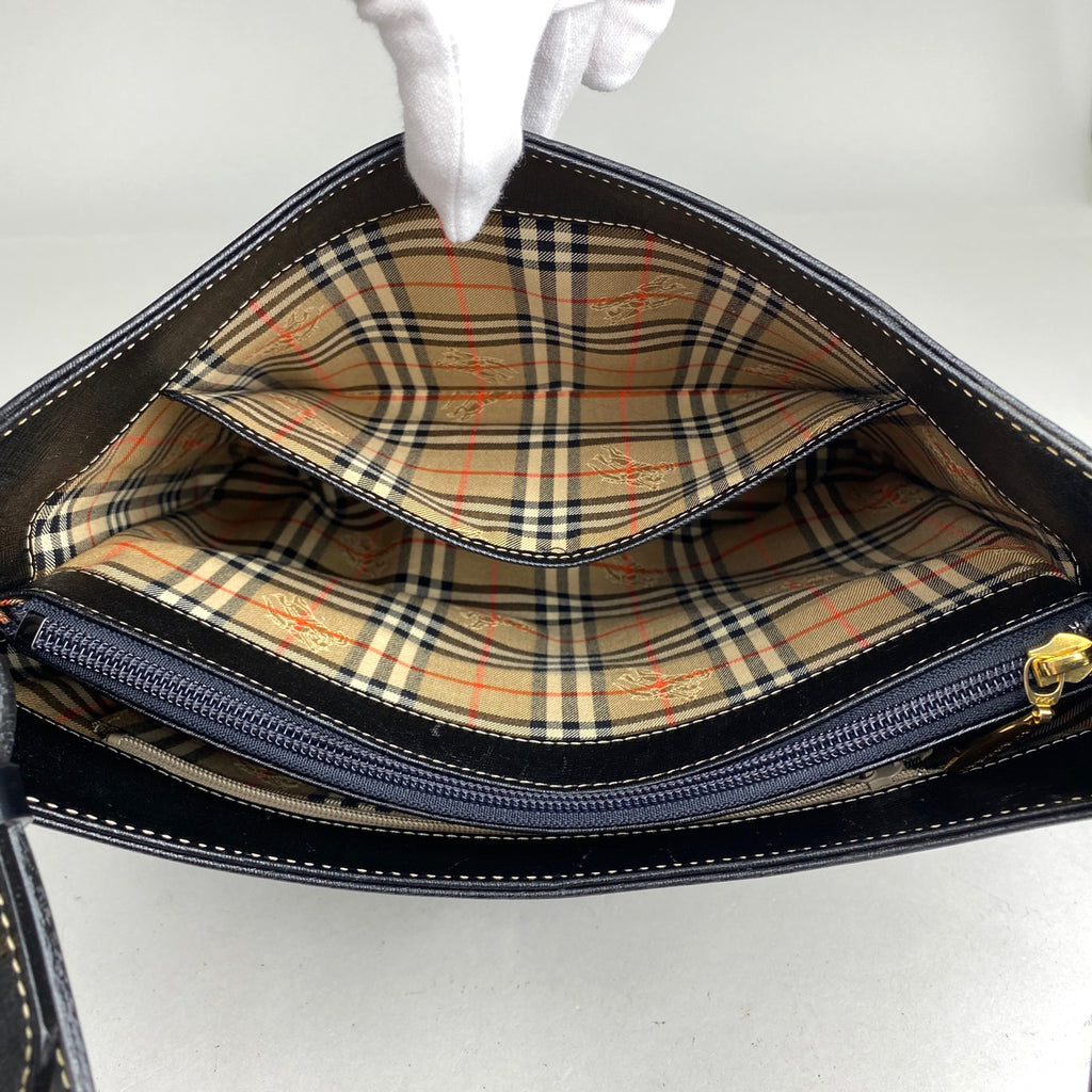 バーバリー ロゴ ショルダーバッグ ワンショルダー ショルダーバッグ レザー ブラック レディース 【中古】brbag